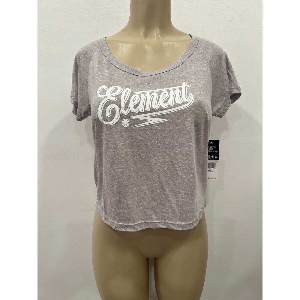 Element Crop Top T Shirt Strike Raglan Womens Small Gray Graphic Tee NEW w Tags